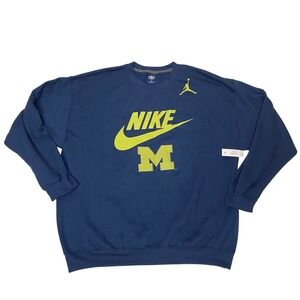 Michigan Wolverines Jordan Nike Logo Crewneck Sweatshirt XL Blue NWT
